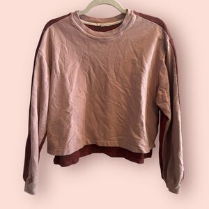 Whimsy + Row Two-Tone Sweatshirt in Pink and Maroon